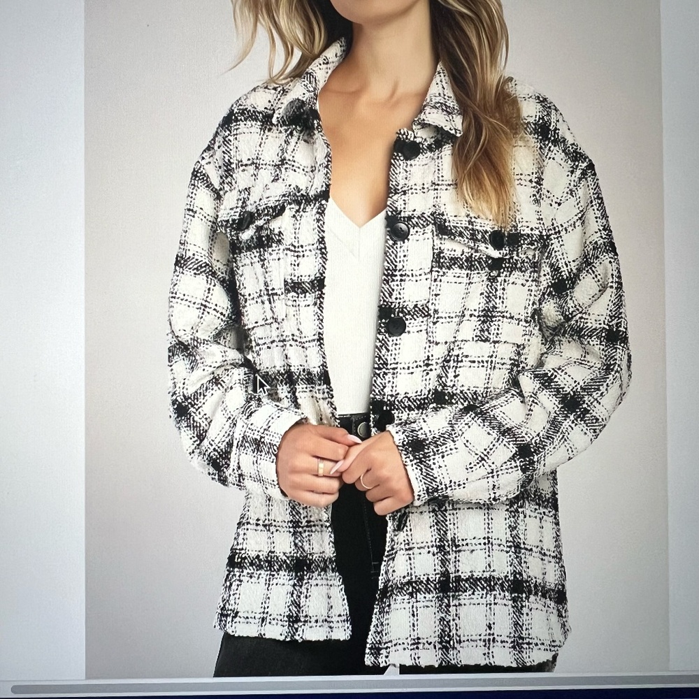 NWT Lulus -  Plaid Oversized Tweed Shacket - Small